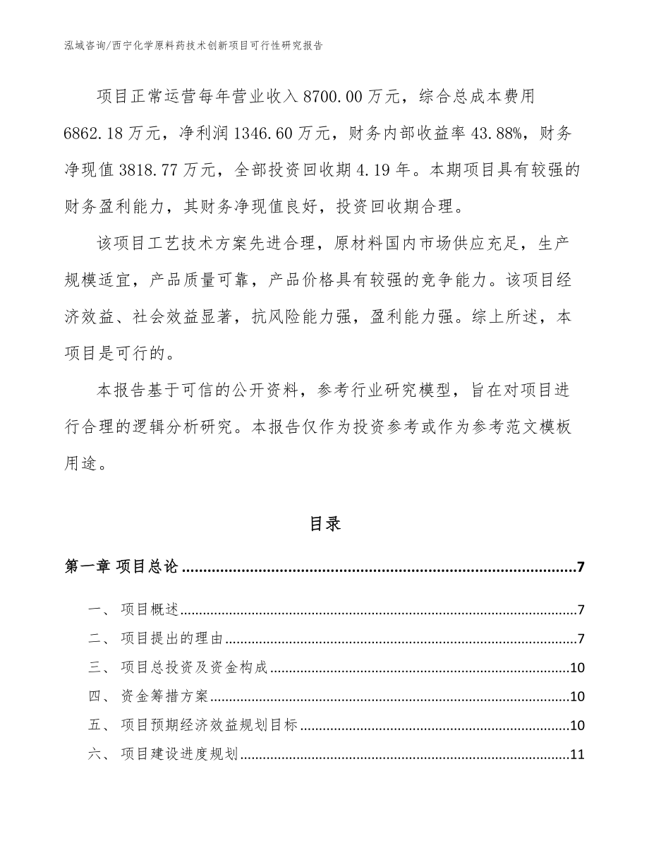 西宁化学原料药技术创新项目可行性研究报告模板参考_第2页