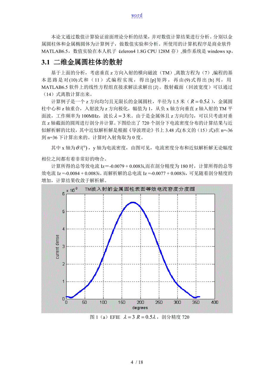 基于某矩量法的二维金属体散射(内含matlab程序)_第4页