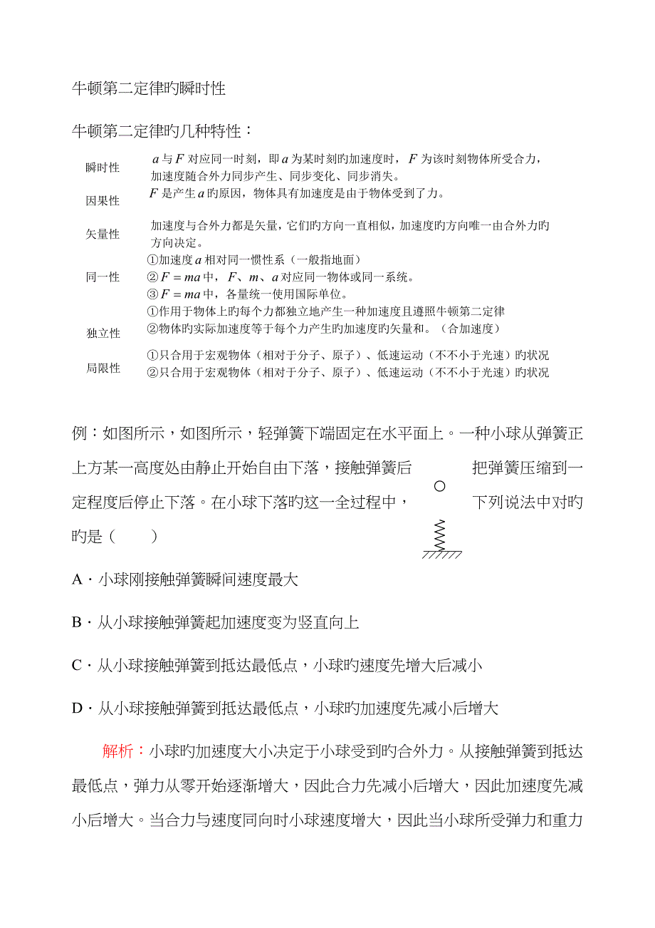 牛顿第二定律的瞬时性_第1页