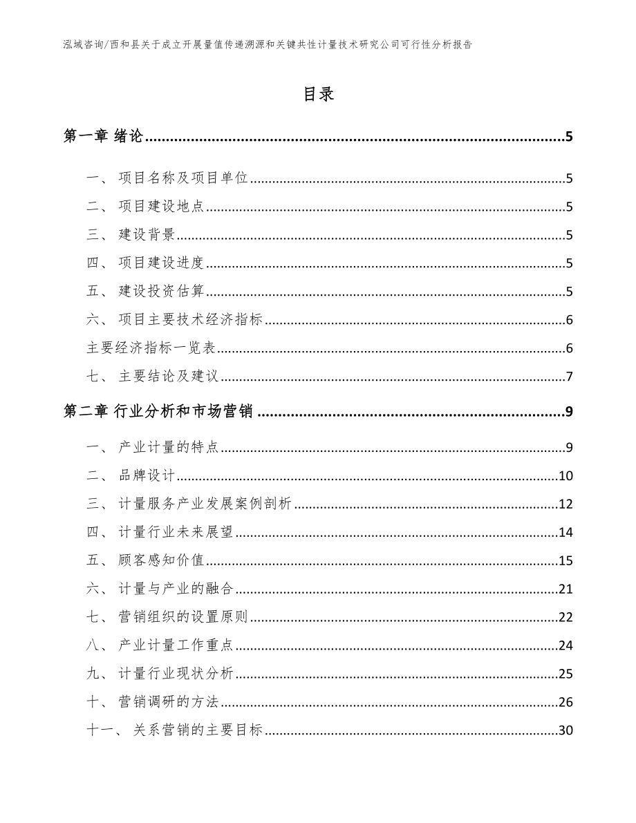 西和县关于成立开展量值传递溯源和关键共性计量技术研究公司可行性分析报告_参考模板_第1页