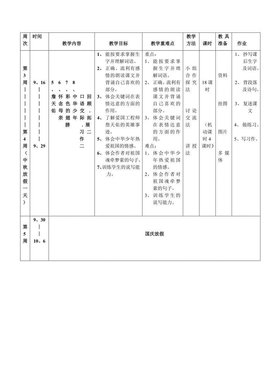 新课标六年级上学期语文学科教学计划_第3页