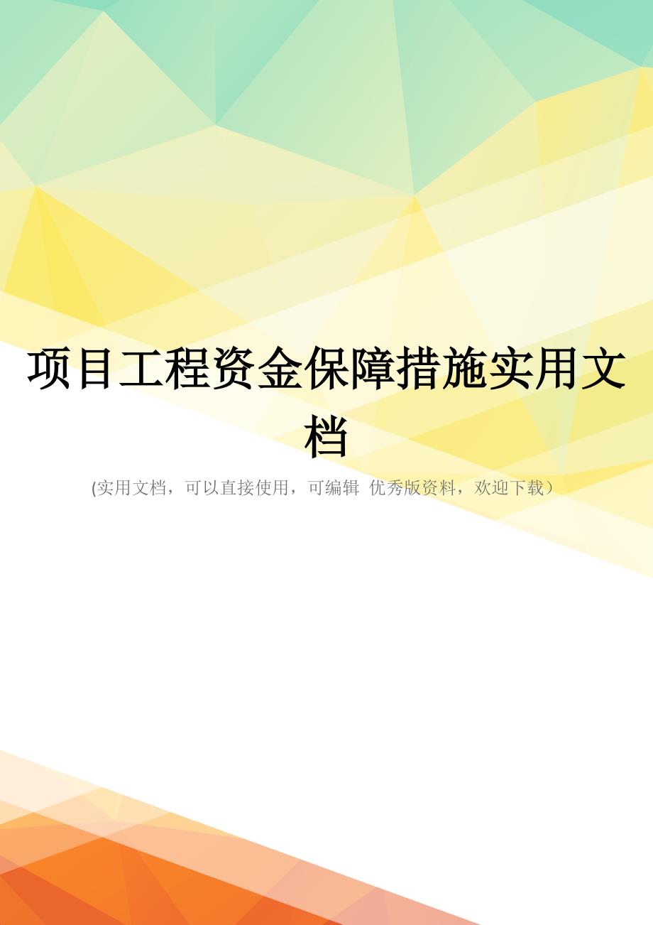 项目工程资金保障措施实用文档_第1页