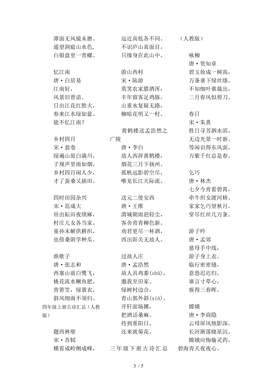 小学一年级到六年级全部古诗_第3页