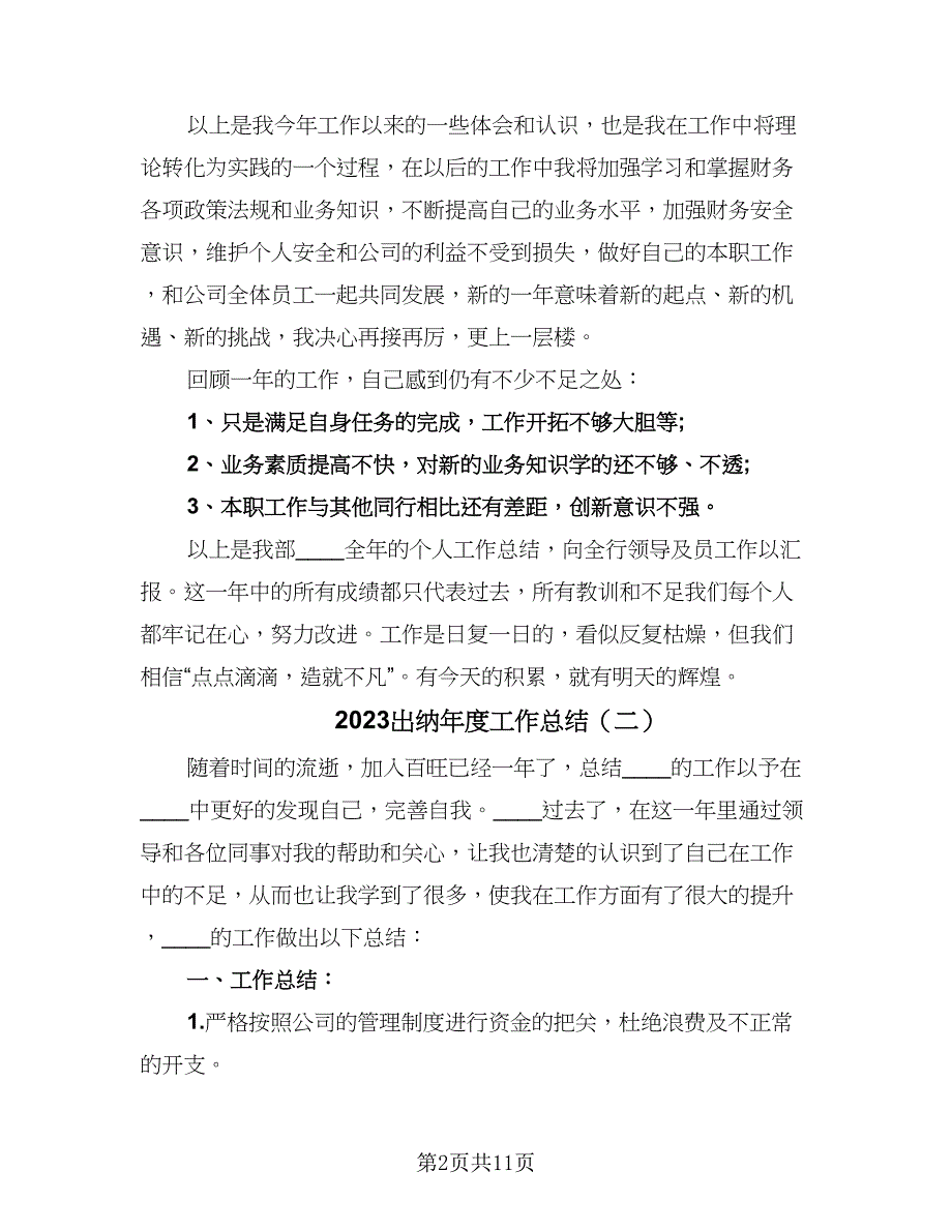 2023出纳年度工作总结（5篇）_第2页