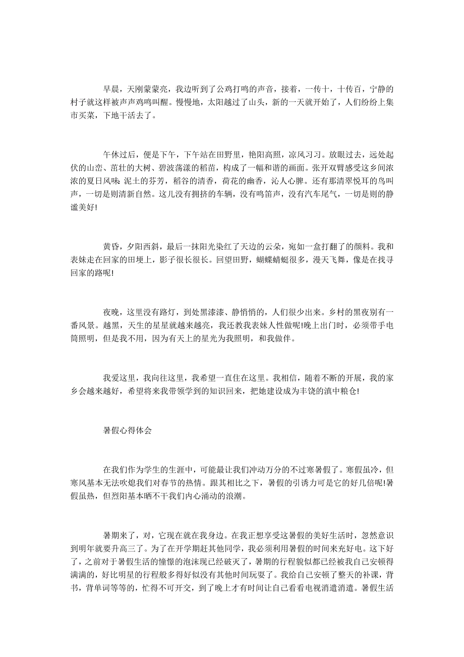 2022充实的暑假生活心得体会5篇_第2页