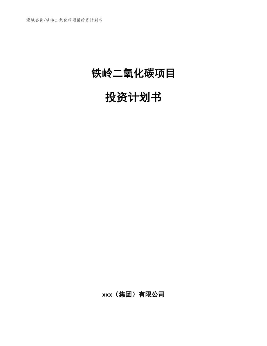 铁岭二氧化碳项目投资计划书（模板参考）_第1页