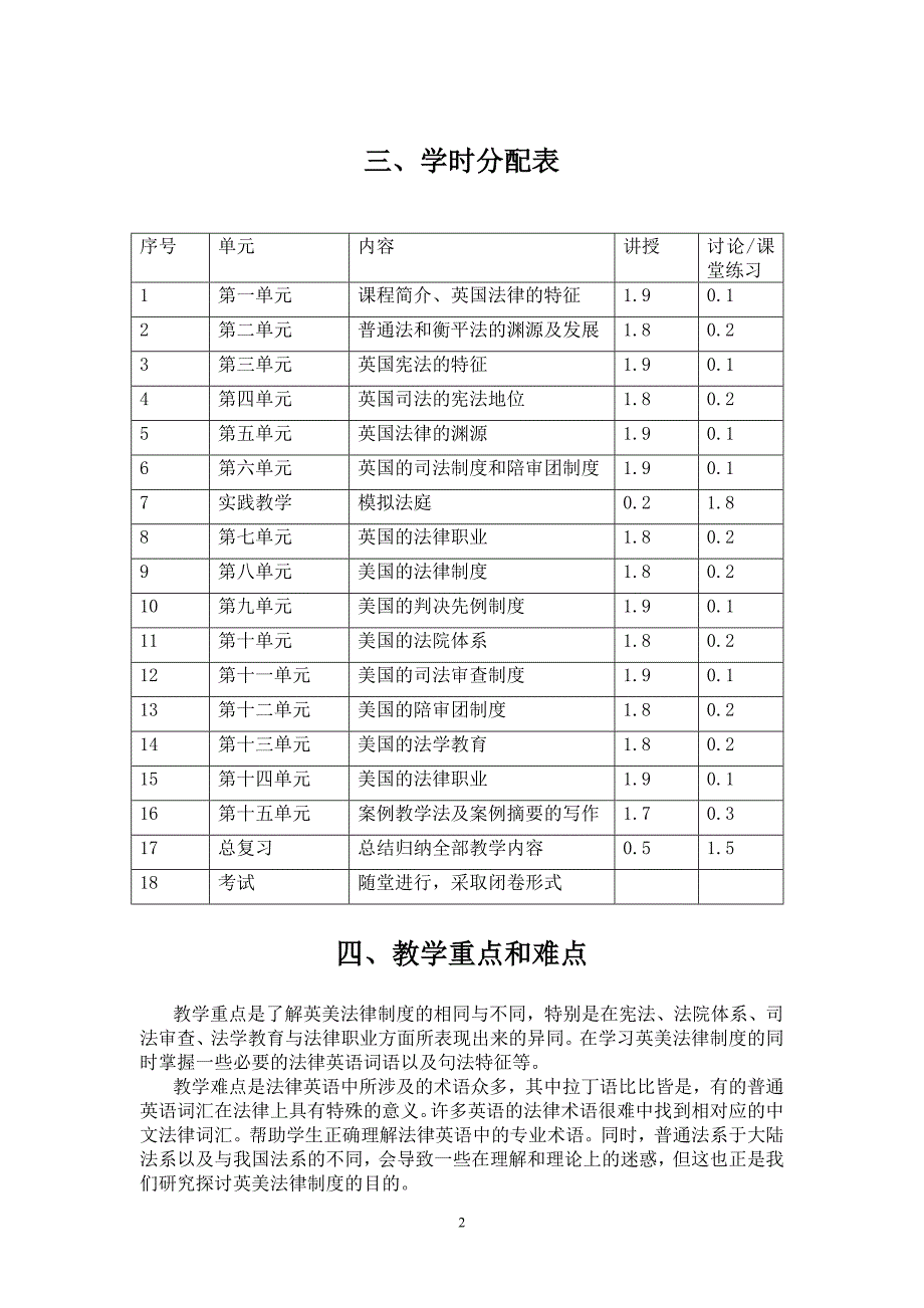 英美法律制度教学大纲_第2页