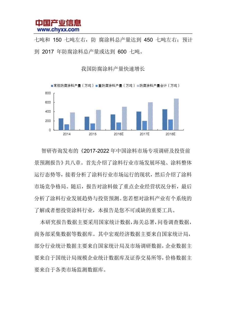 2017-2022年中国涂料市场专项调研报告(目录)_第5页