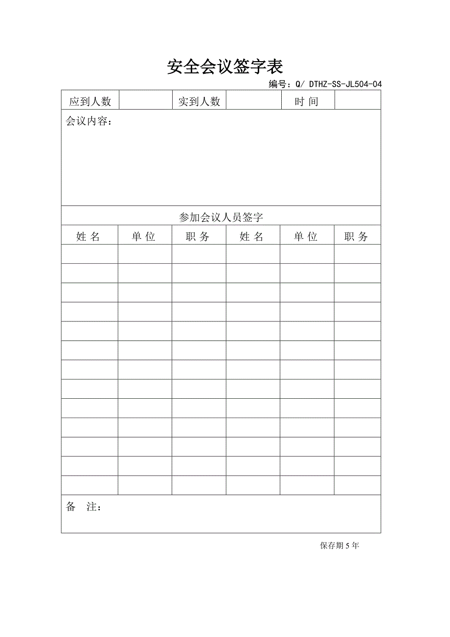 安全会议签字表_第1页