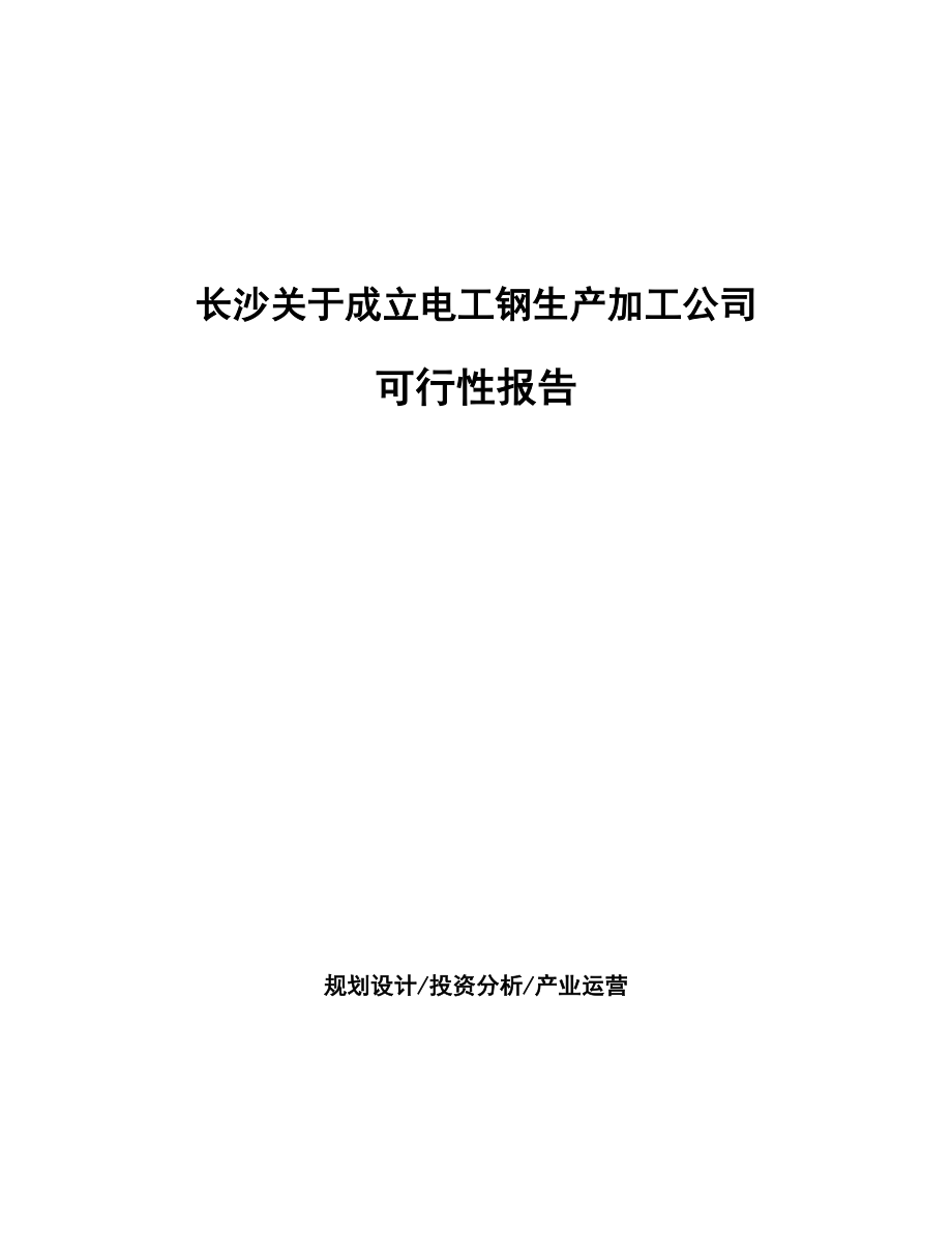 长沙关于成立电工钢生产加工公司报告_第1页