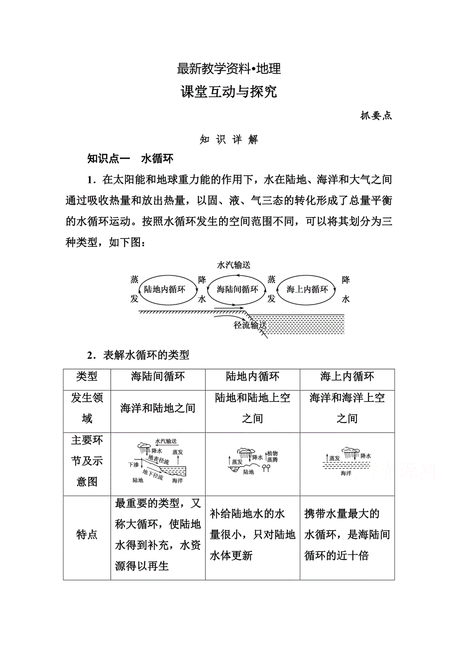 【最新】湘教版高中地理必修一学案：24含答案解析_第1页