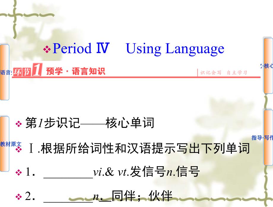 人教版高中英语必修二第3单元PeriodUsingLanguage课件_第1页