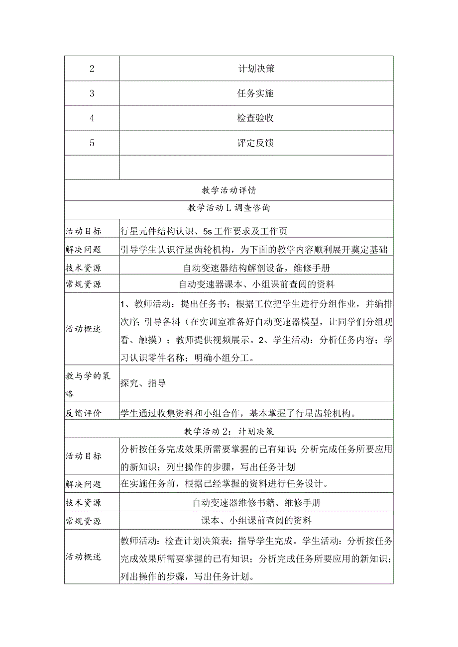 自动变速器的壳外组装 教学设计_第2页