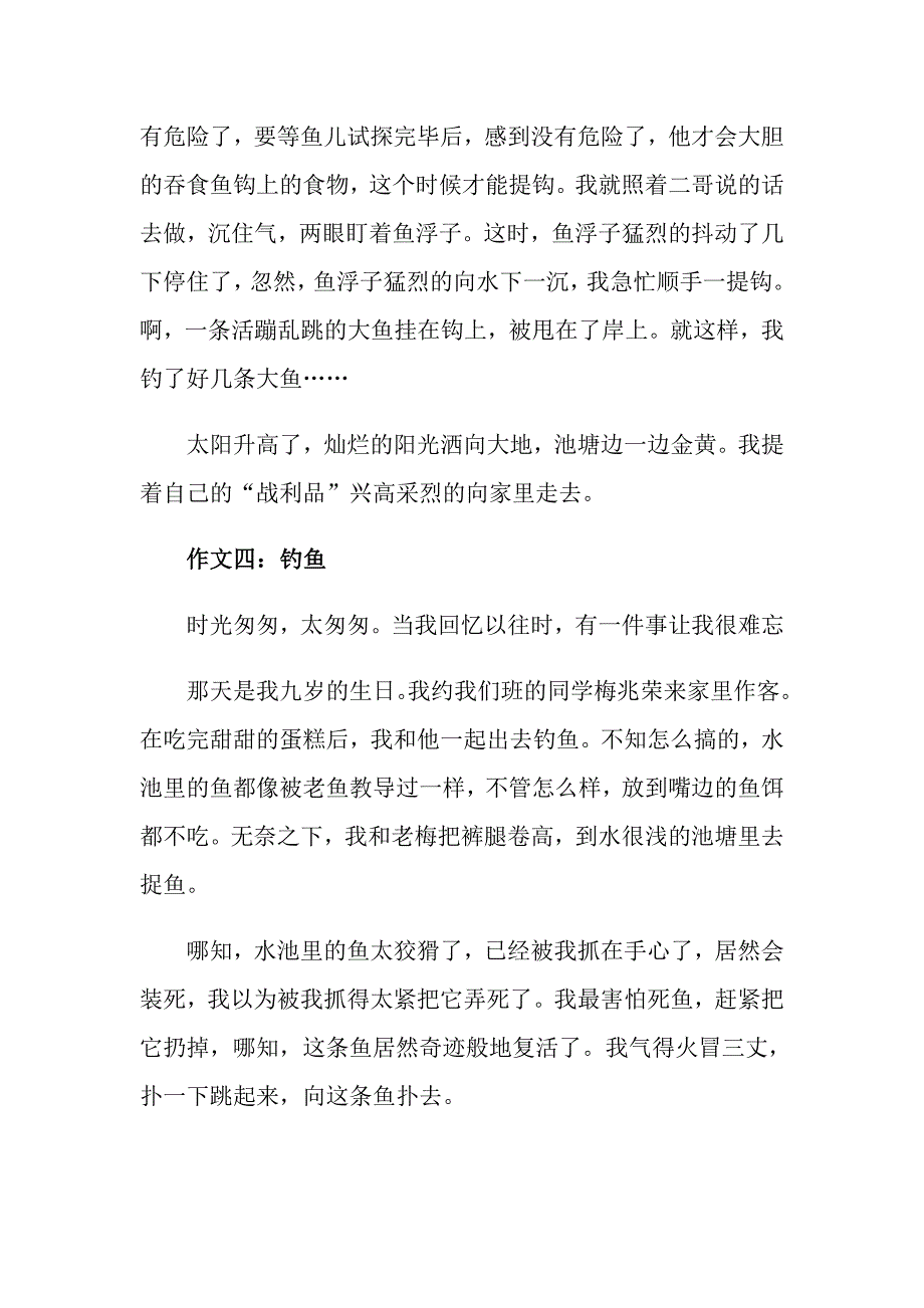 关于钓鱼的作文钓鱼作文高二五篇精选_第4页