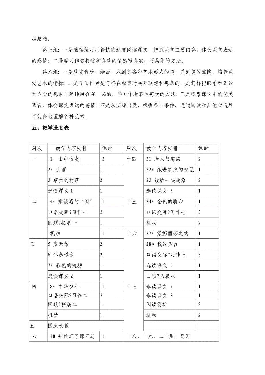 六年级上册语文教学计划 (3)_第5页