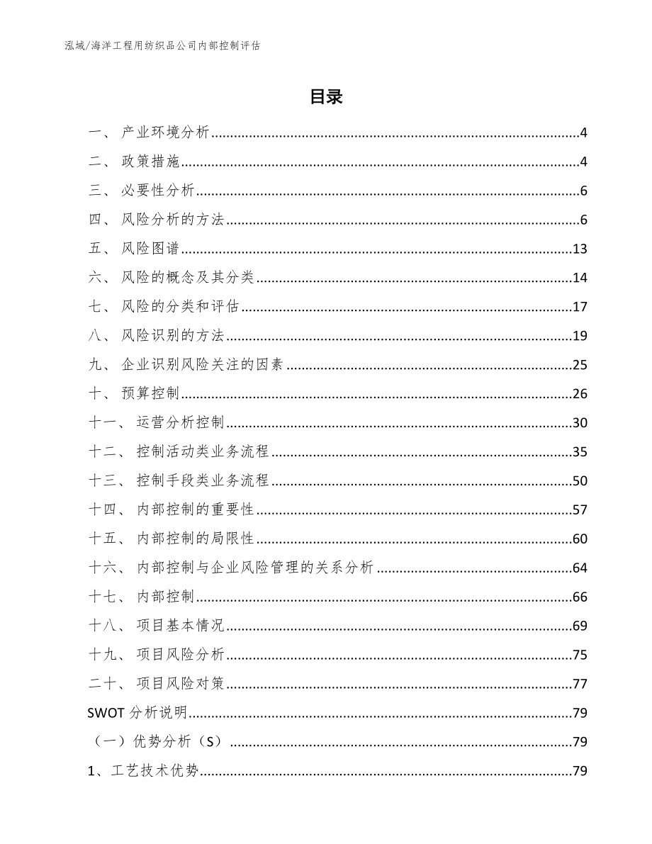 海洋工程用纺织品公司内部控制评估（范文）_第2页