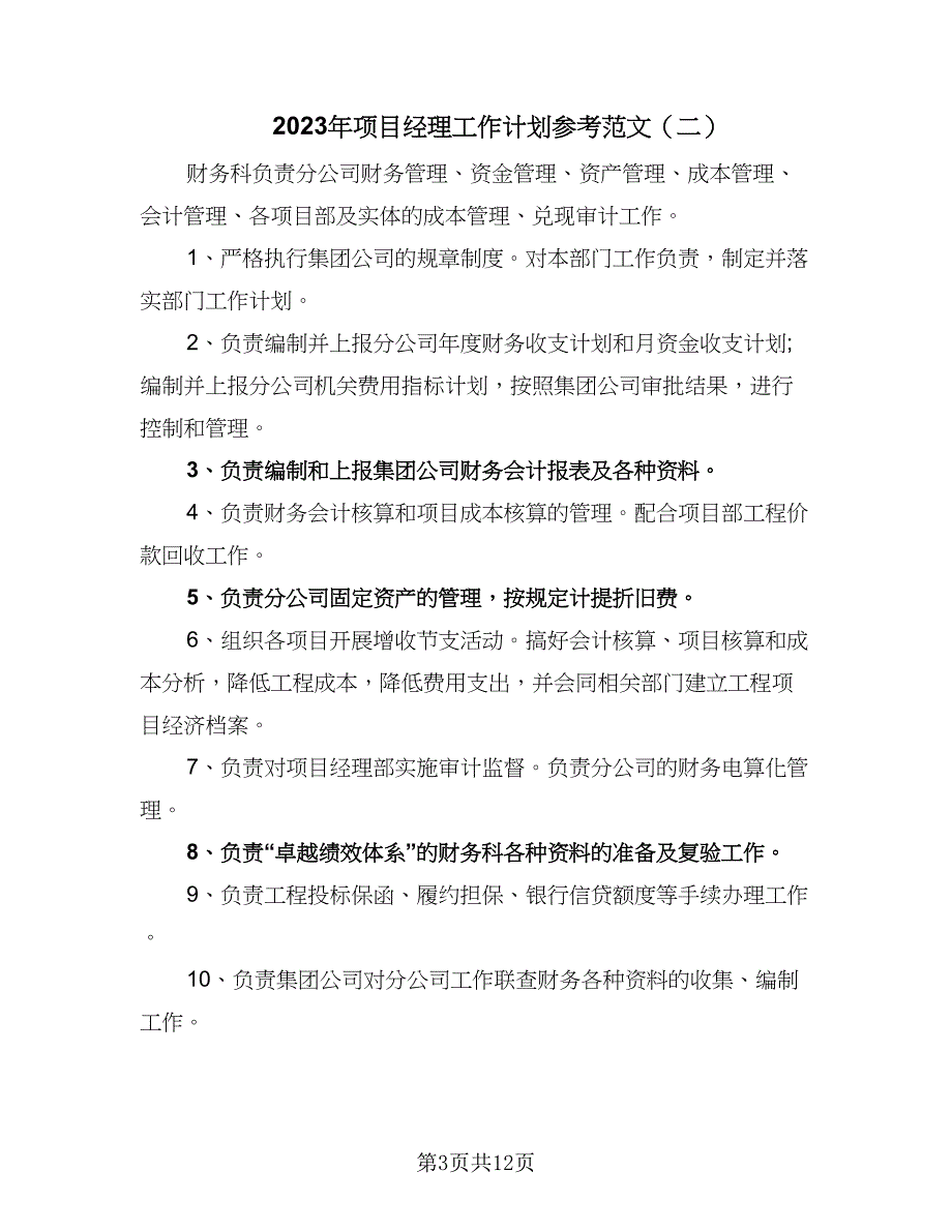 2023年项目经理工作计划参考范文（三篇）.doc_第3页