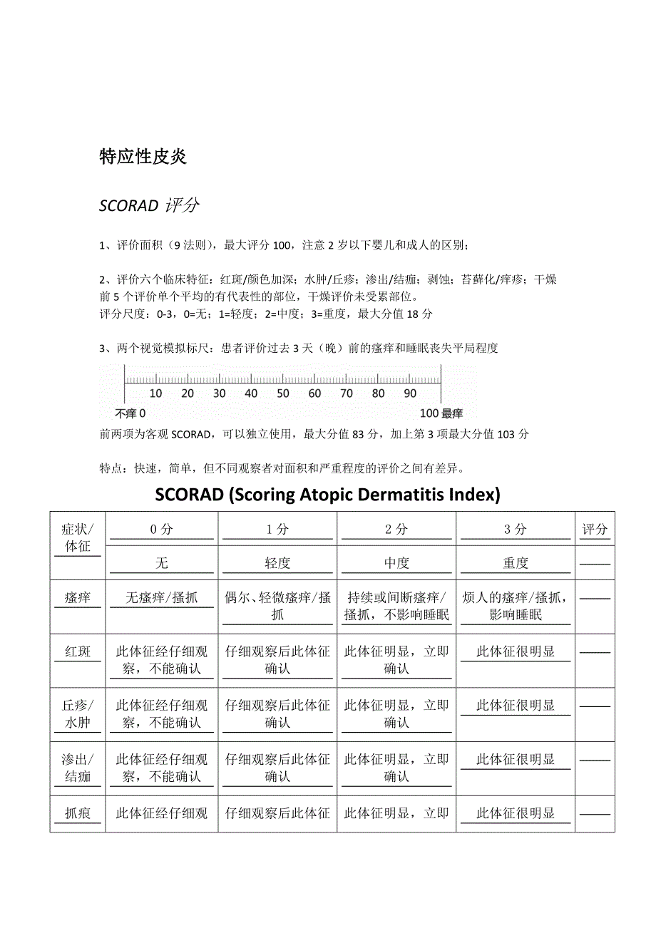 皮肤科疾病临床评分表.doc_第2页