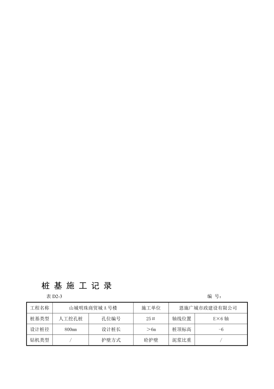 桩 基 施 工 记 录_第1页