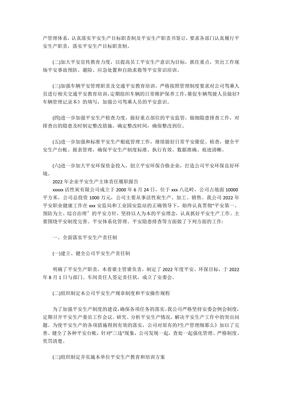 2022年企业安全生产主体责任履职报告_第3页