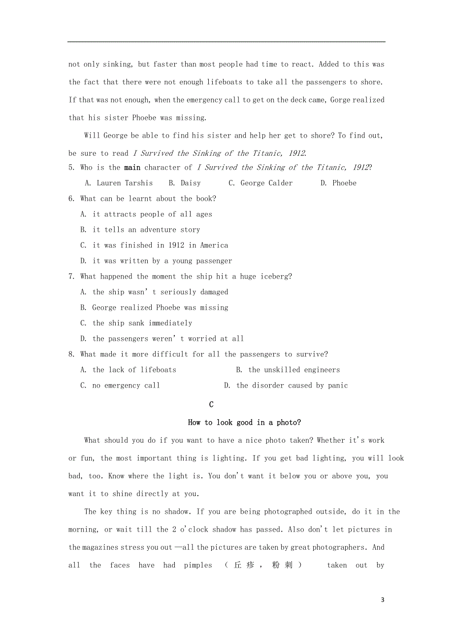 黑龙江省齐齐哈尔市第八中学2018-2019学年高二英语上学期期末考试试题_第3页