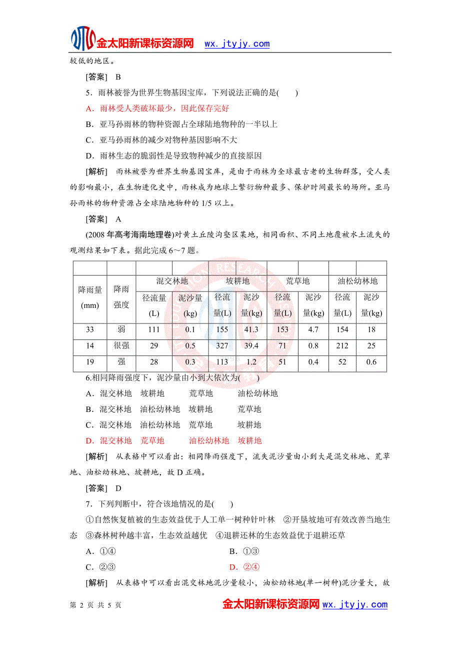 22森林的开发和保护每课一练人教版必修3_第2页