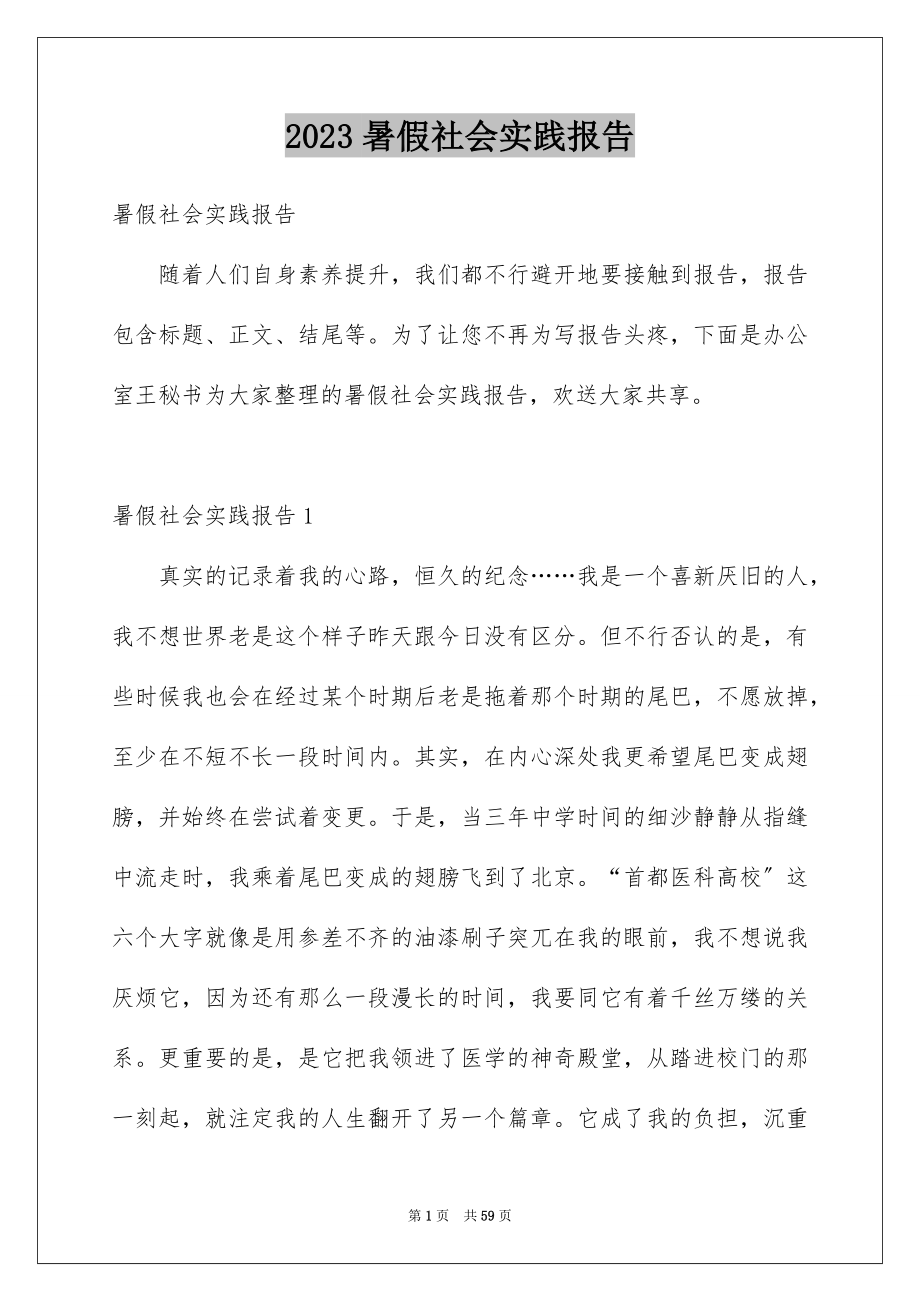 2023年暑假社会实践报告39范文.docx_第1页