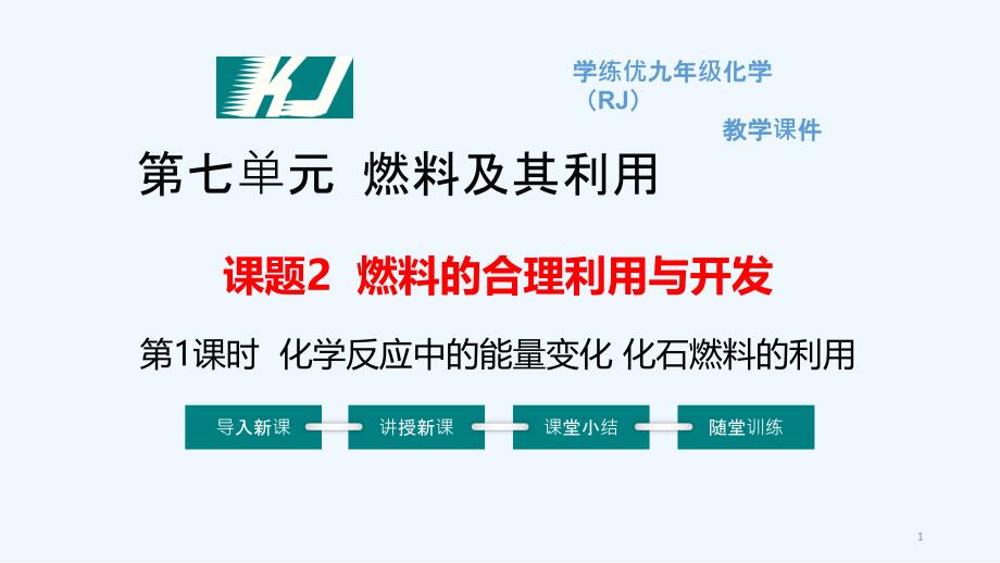 课题2燃料的合理利用与开发第1课时化学反应中的能量变化化石燃料的利用_第1页