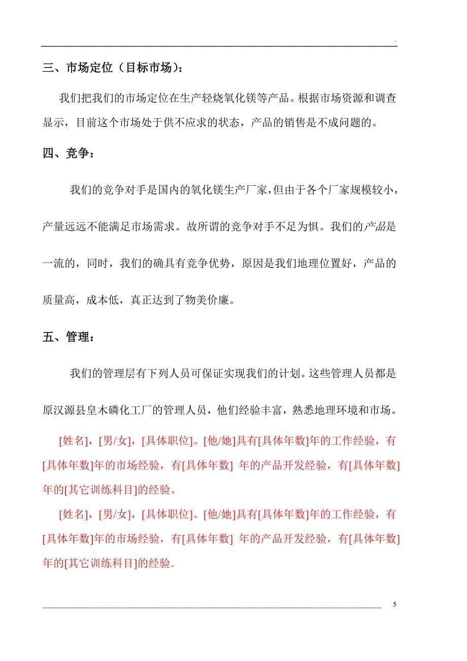 嘉源镁厂轻烧氧化镁项目商业计划书_第5页