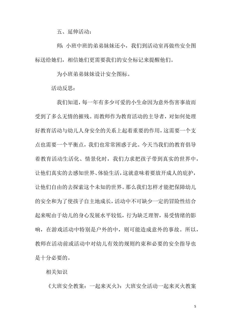 大班安全教育活动在家里我会保护自己教案反思.doc_第5页