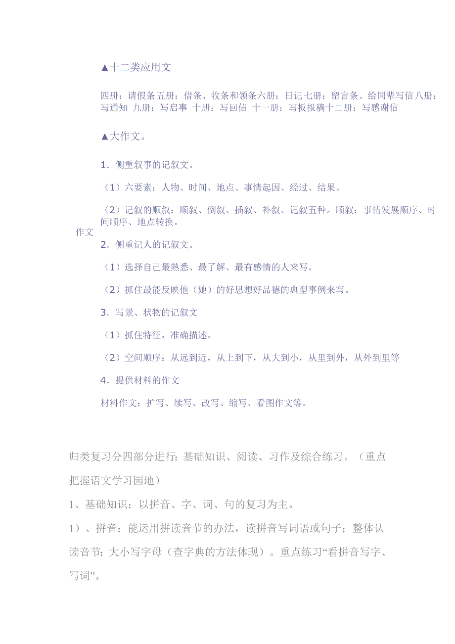 人教版小学语文考试重点分析_第2页