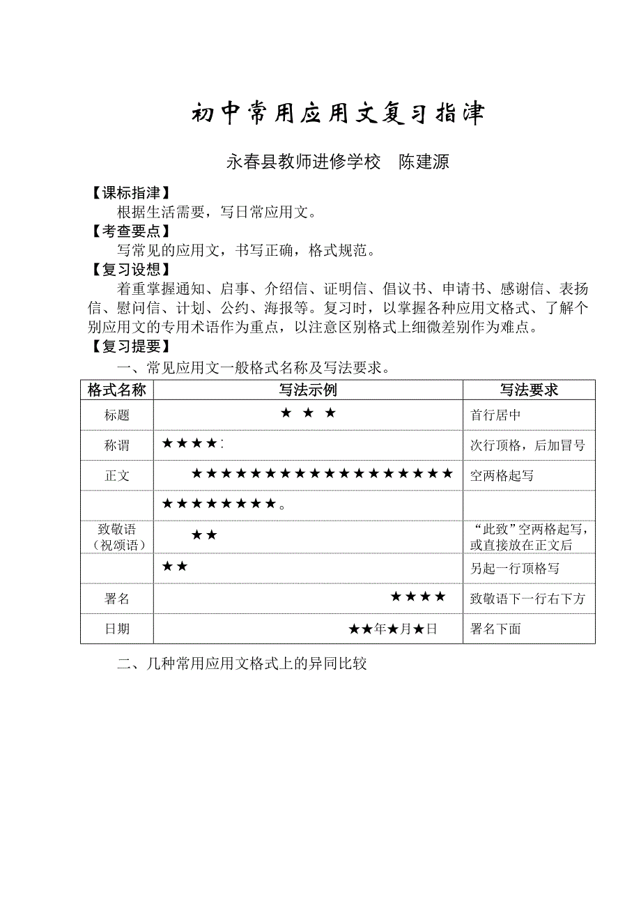 初中常用应用文复习指津(精品)_第1页