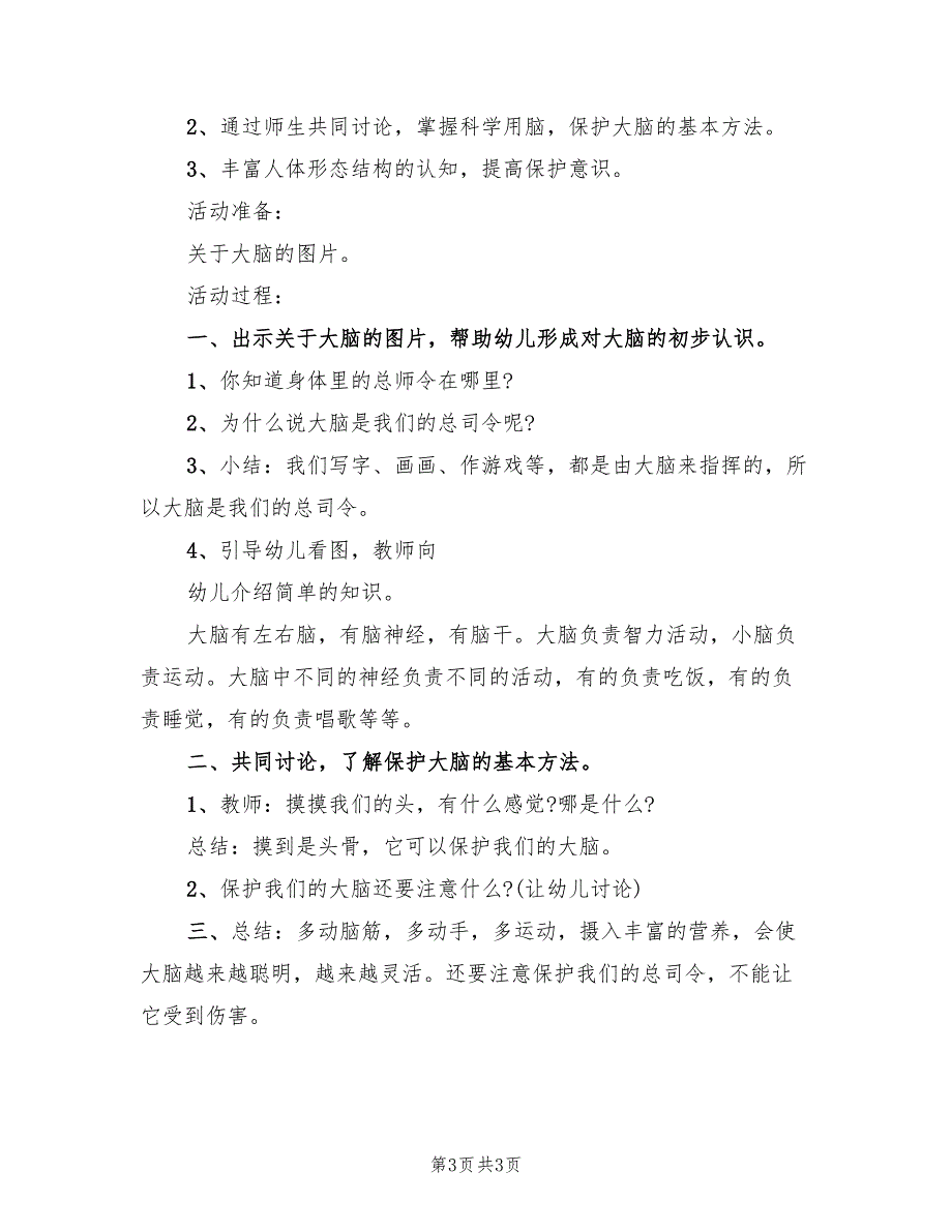 幼儿园大班体育领域活动方案模板（二篇）_第3页