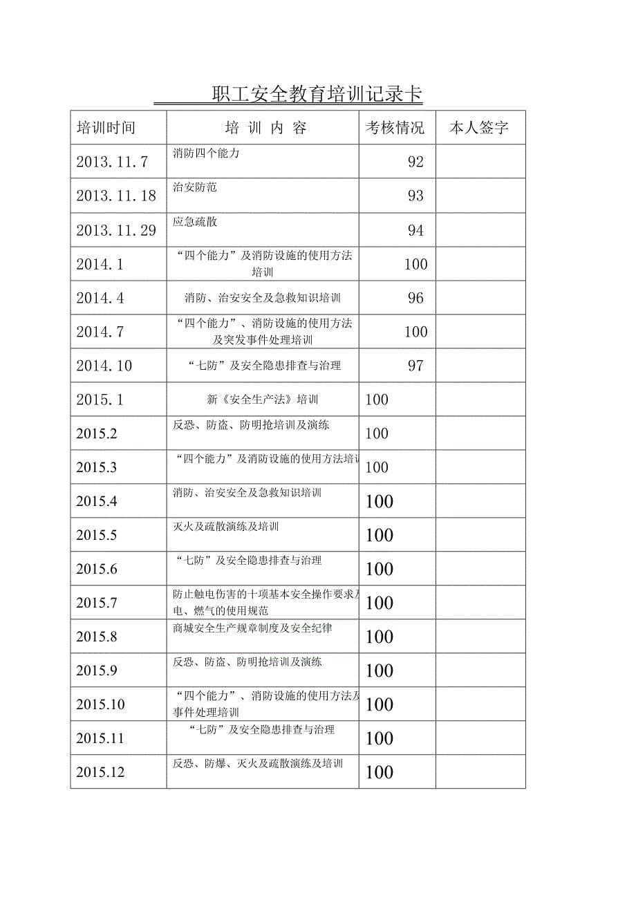 企业职工安全教育培训档案_第5页