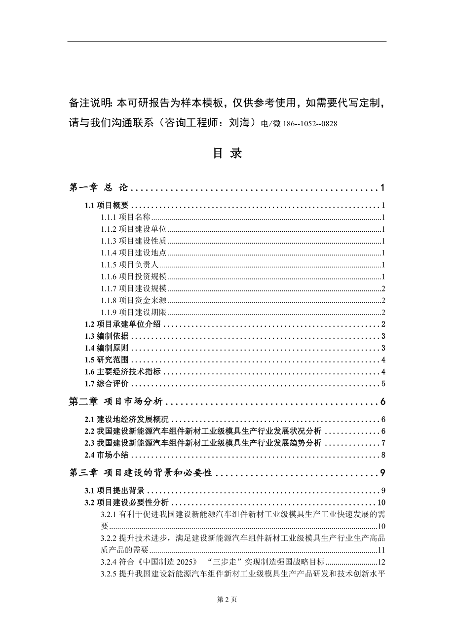 建设新能源汽车组件新材工业级模具生产项目可行性研究报告模板立项审批_第2页