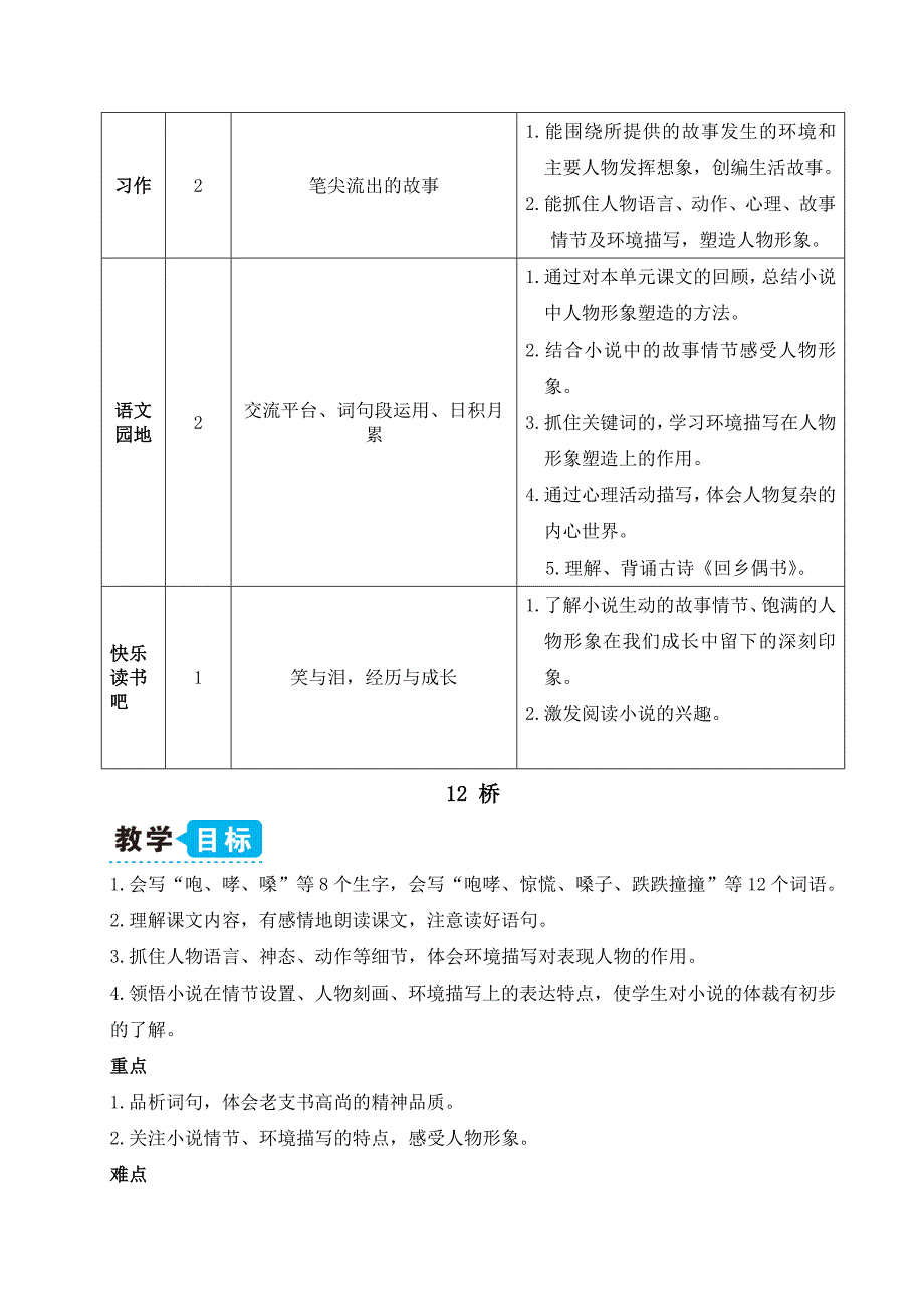 最新部编语文六上12-桥(教案)教学设计_第2页