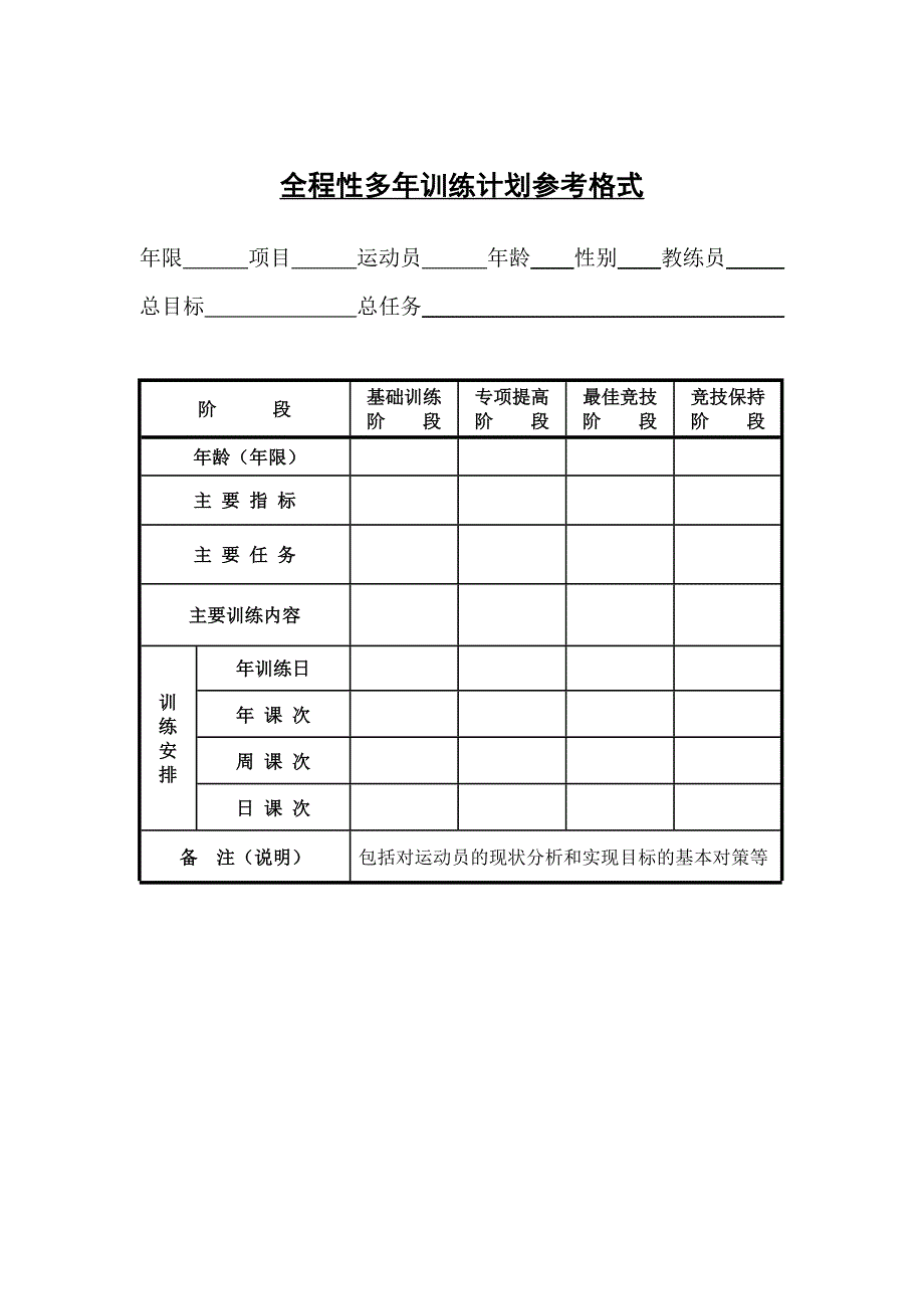 运动训练计划表_第1页