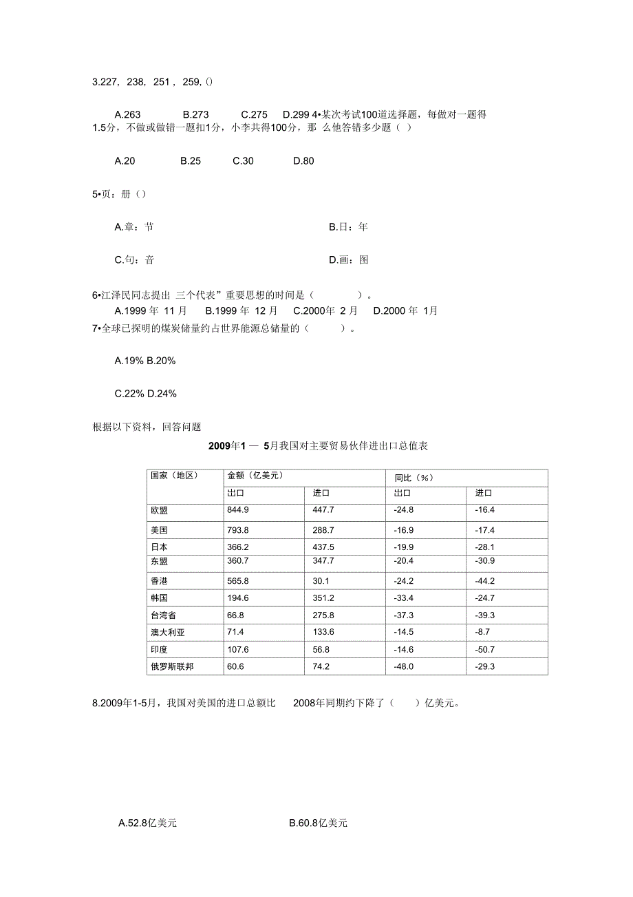 2014年四川省公务员考试行测常识判断模拟试题三_第4页