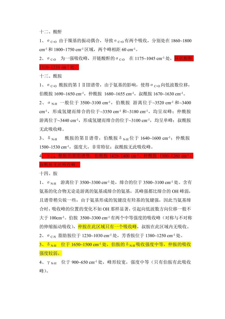 各类物质的红外吸收峰_第5页