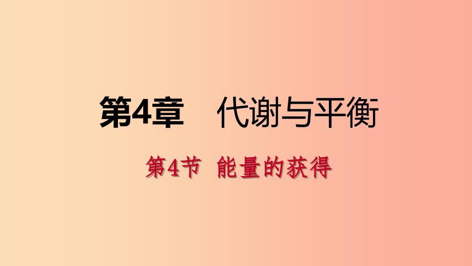 2019年秋九年级科学上册 第4章 代谢与平衡 第4节 能量的获得练习课件（新版）浙教版.ppt_第1页