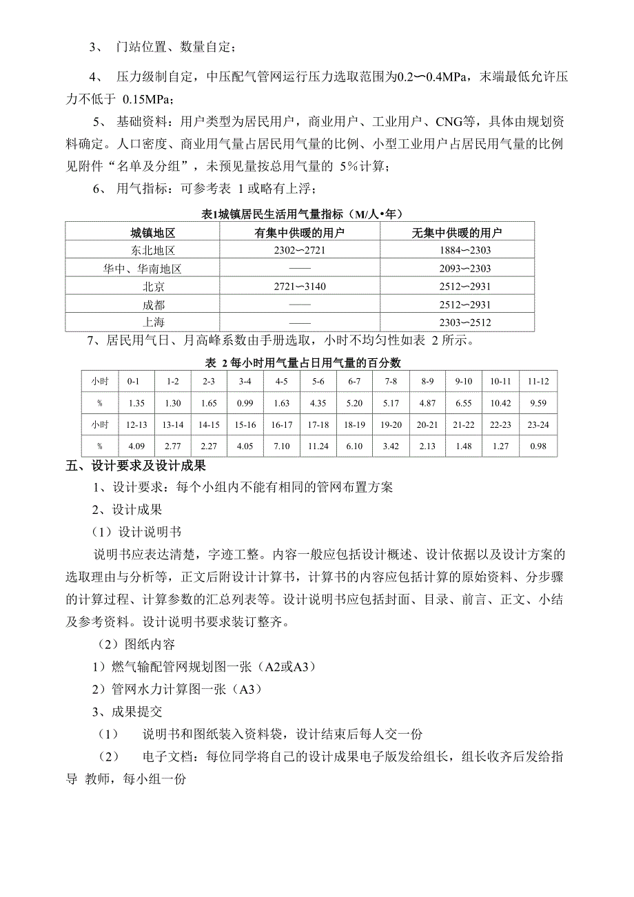 燃气输配课程设计任务书_第2页