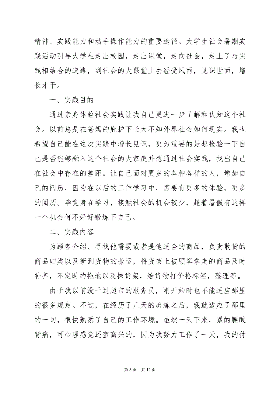 2024年大学生暑假社会实践报告_第3页