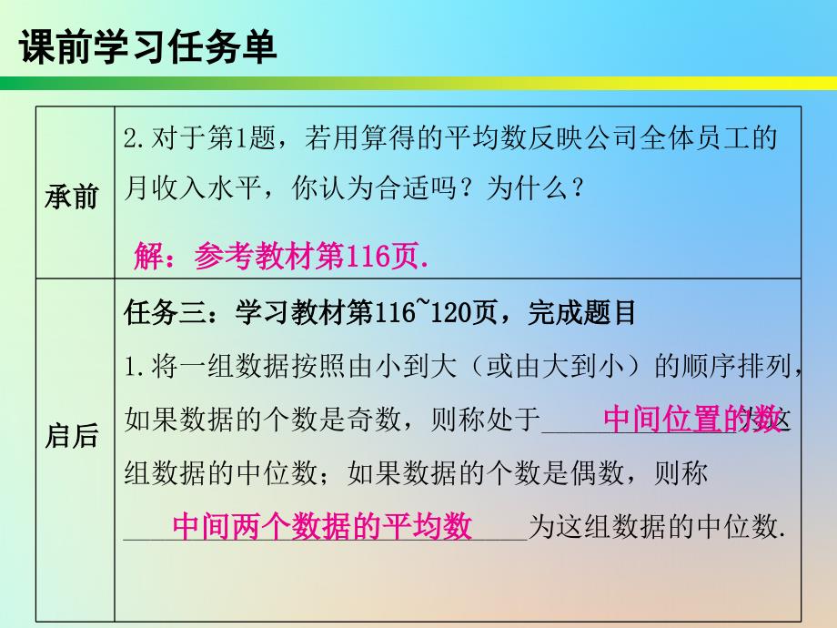 2019年春八年级数学下册 第二十章 数据分析 第48课时 数据的集中趋势（3）&amp;mdash;中位数、众数（课时小测本）课件 （新版）新人教版_第3页