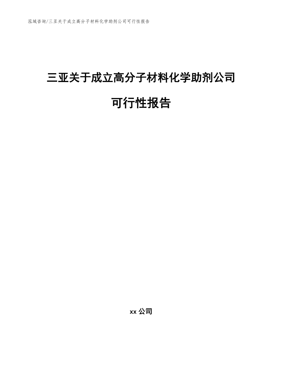 三亚关于成立高分子材料化学助剂公司可行性报告（范文）_第1页