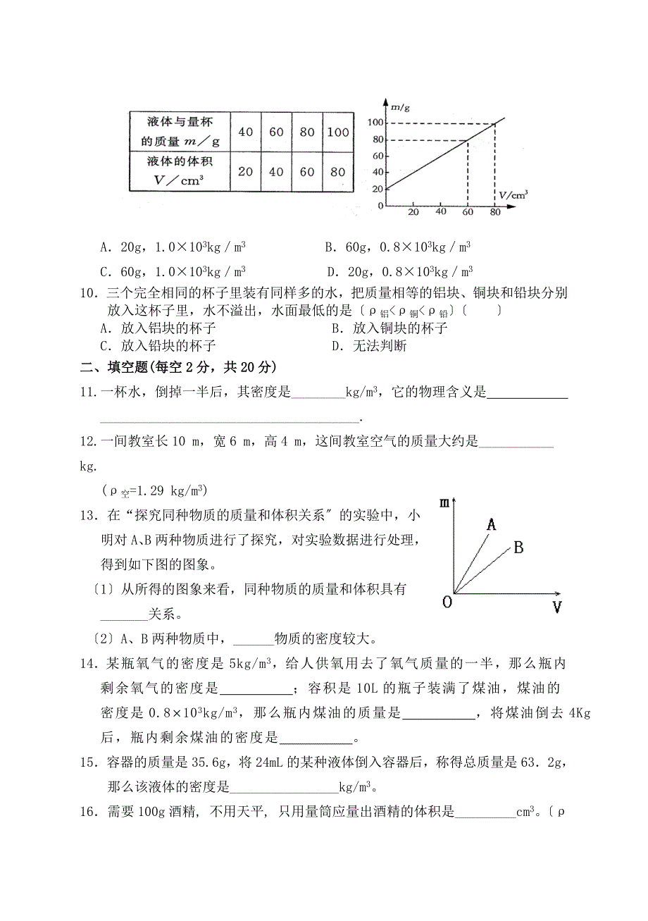 人教版初三物理单元测试题及答案　全册_第2页