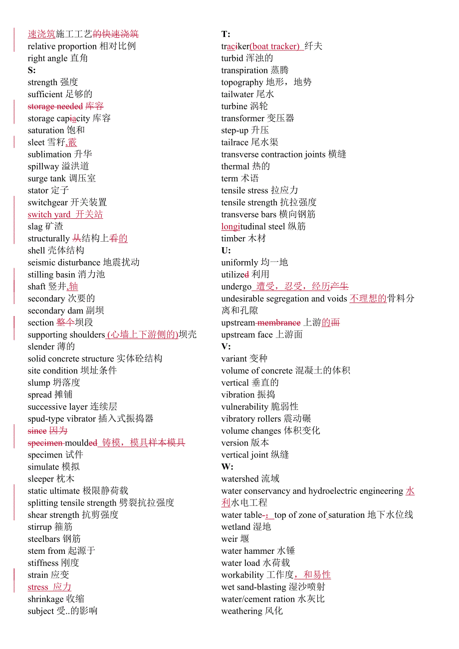 水利水电工程专业英语词汇整理ZCJ_第4页