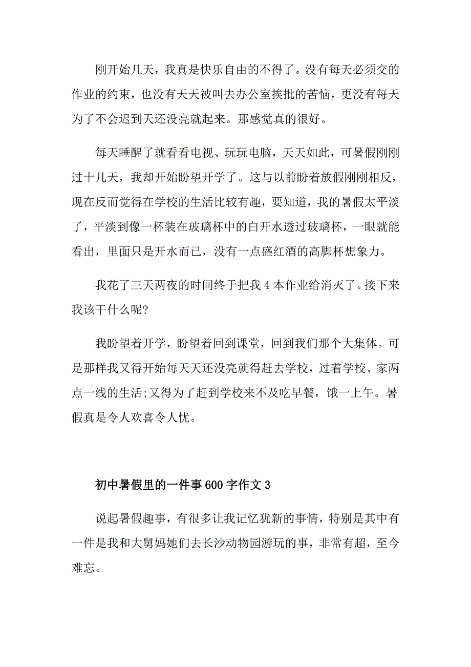 初中暑假里的一件事600字作文_第3页