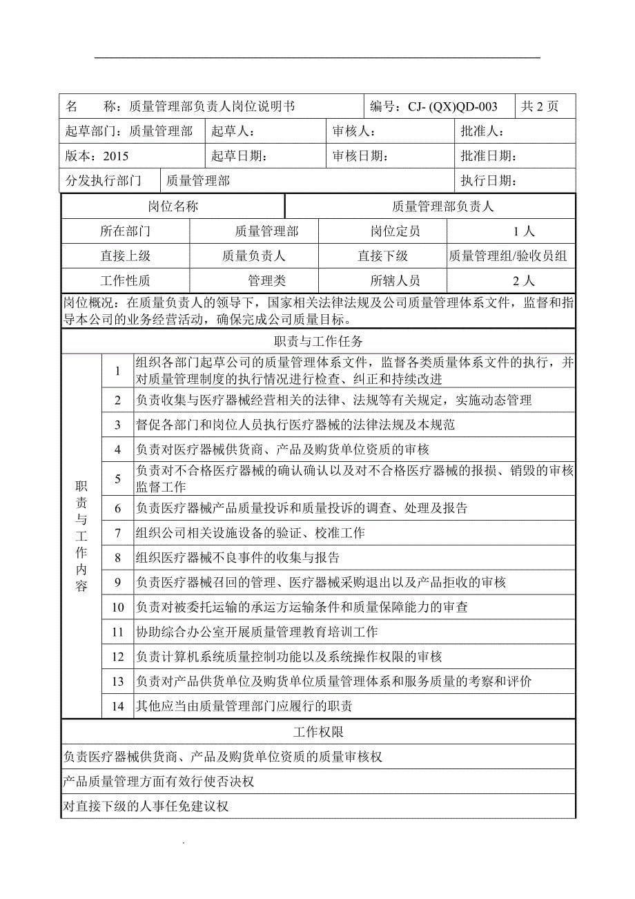 医疗器械岗位说明书.doc_第5页