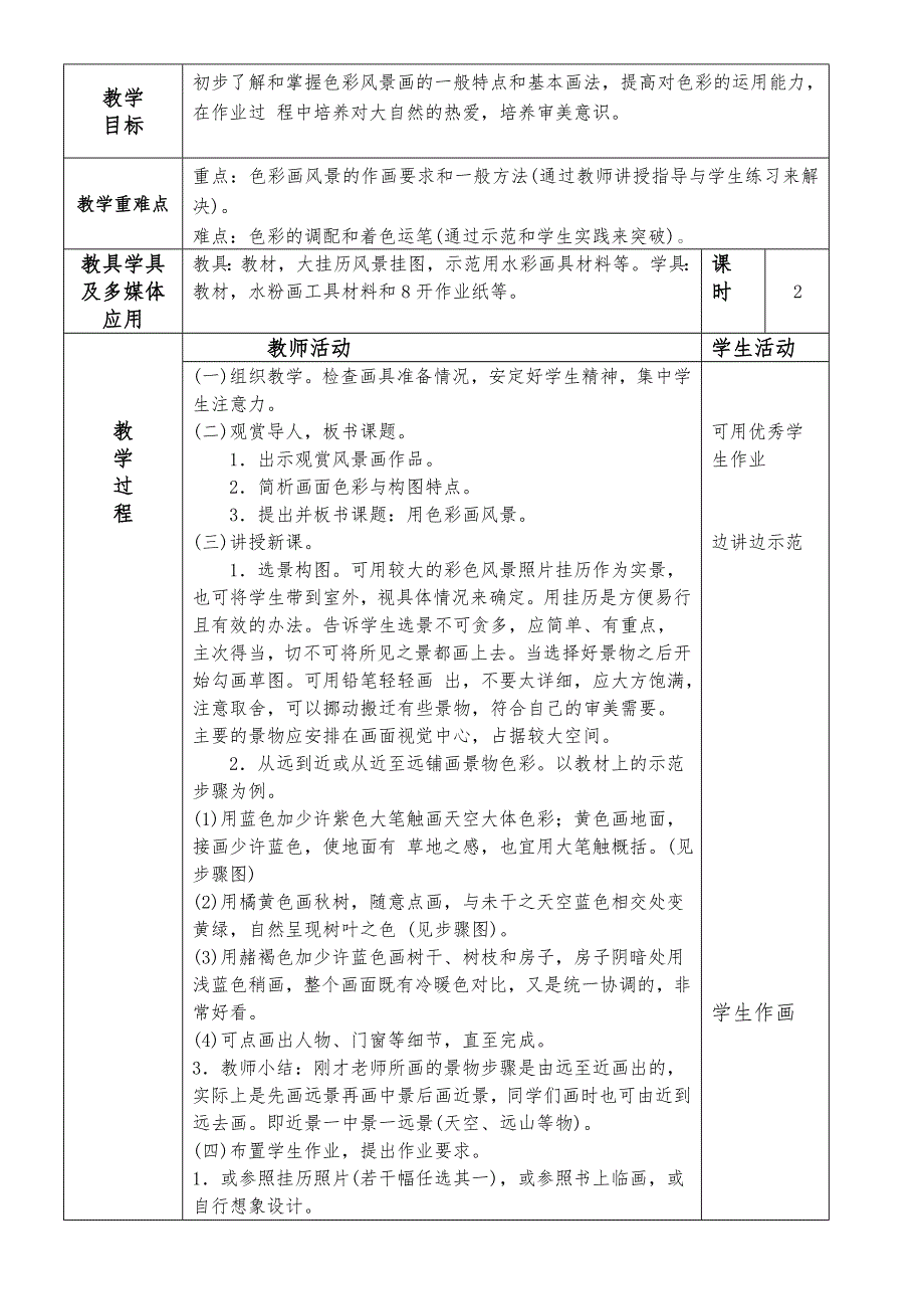 最新2016-2017学年秋季学期广西版小学一年级美术上册教案全册_第3页