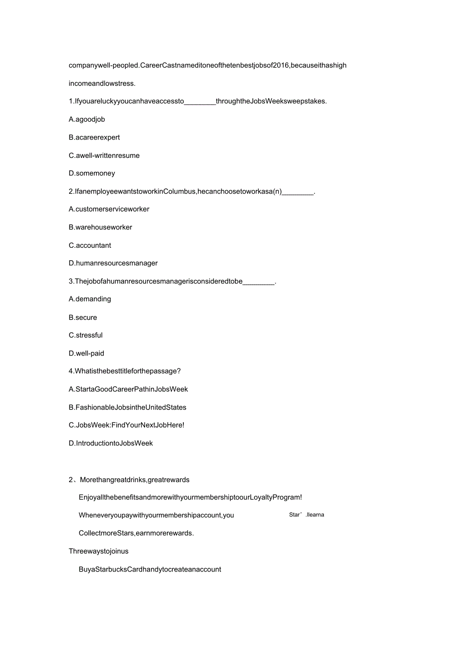 20192020学年新人教版高中英语专题练习必修2阅读理解七.doc_第2页